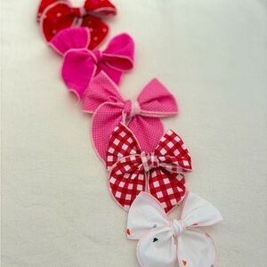 Charming Pink and Red Hair Bow Set